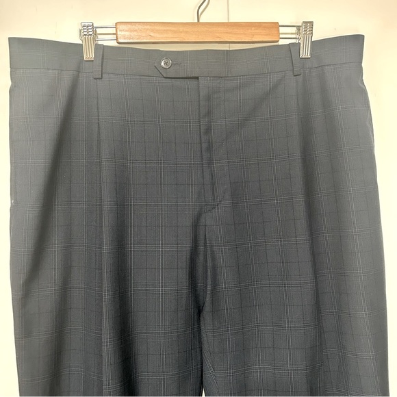 Sean John Fine Tailored Blue Plaid Cuffed Business Wear Trousers size 40Wx30L - Picture 2 of 12